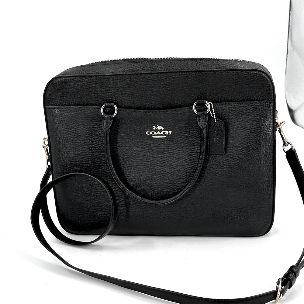 NWOT Crossgrain Leather  Black Coach Laptop Bag.